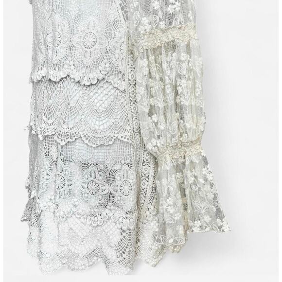 Origami Crochet Lace Scalloped Tunic Top Size L - Picture 3 of 8